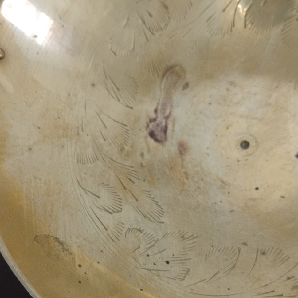 Vintage Brass Embossed Decorative Bowl with Handles - Picture 3 of 4